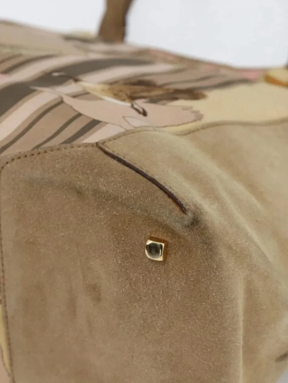 Salvatore Ferragamo Tote Bag Canvas Beige Gold Auth BA11639